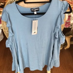 Cold shoulder to mid arm blouse